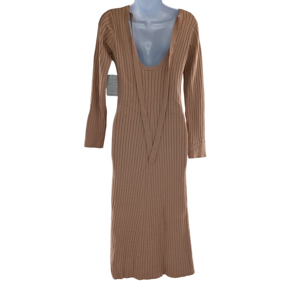 WAYF Dede x Emily Holly Ribbed Knit Midi Dress Long Sleeve - Picture 5 of 14